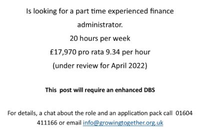 Job Vacancy – Part Time Finance Administrator